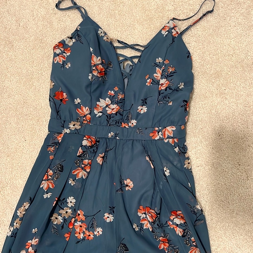 Navy floral romper dress
